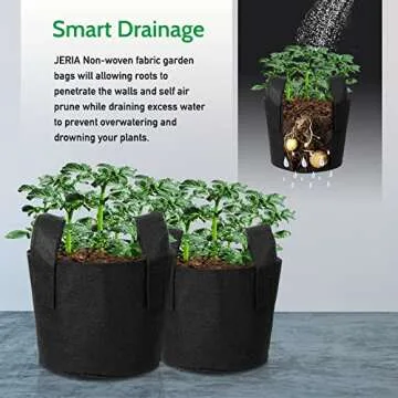JERIA 12-Pack 10 Gallon Grow Bags with Handles