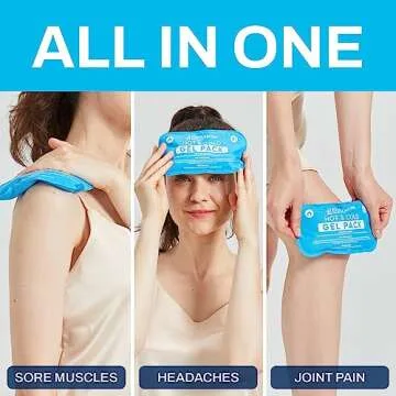 Reusable Hot and Cold Gel Ice Packs for Injuries - 7 Pack Variety Gel Ice Pack Set - Hot and Cold Therapy Solution for Injuries, Cold Packs for Pain Relief - Ice Packs for Injuries Reusable