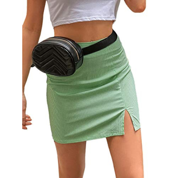 Stylish SheIn Women's Casual A-line Mini Skirt Green