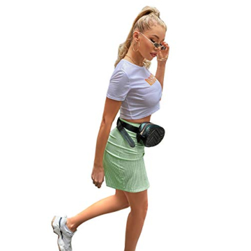 Stylish SheIn Women's Casual A-line Mini Skirt Green