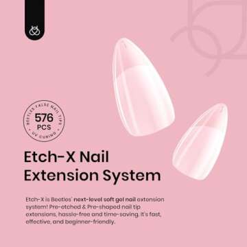 Beetles Gel Nail Tips - 576Pcs Pre-shaped Almond Nails for Effortless DIY Nail Art