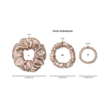 Valittu Silk Scrunchies Pack of 4 - Premium Grade 6A Mulberry Silk Curly Hair Scrunchie, 22-Momme Soft Fabric - Hair Accessories for Women, Reduces Creases & Damage - Medium, Ivory/Pink/Rose Gold