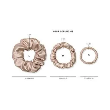 Valittu Silk Scrunchies Pack of 4 - Premium Grade 6A Mulberry Silk Curly Hair Scrunchie, 22-Momme Soft Fabric - Hair Accessories for Women, Reduces Creases & Damage - Medium, Ivory/Pink/Rose Gold