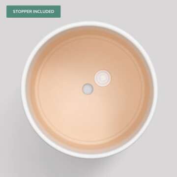 PEACH & PEBBLE 12 Inch Melon Ceramic Planter. Classic Cylinder Plant Pot for House Plants and Indoor Plants (Drainage + Stopper Included).