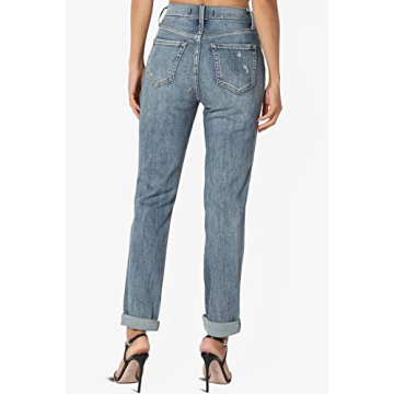 TheMogan Women's Recycled Denim High Rise Boyfriend Jeans