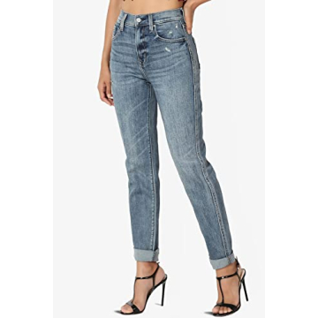 TheMogan Women's Recycled Denim High Rise Boyfriend Jeans