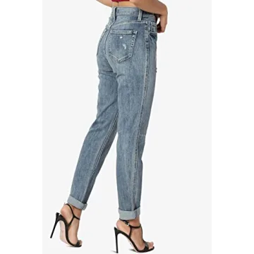 TheMogan Women's Recycled Denim High Rise Boyfriend Jeans