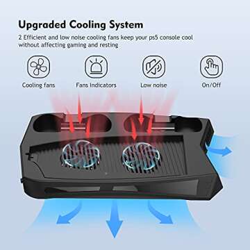 KIWISMART Cooling Station Vertical Stand Controller Charger Station, Suction Cooling Fan with Chargi...
