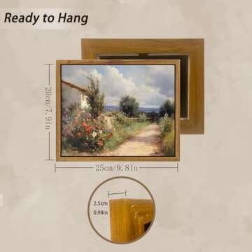 Kollcolor Framed Canvas Wall Art for bathroom living room decor, Garden Bungalow Wall Art Prints, 8x10in Bathroom Decor Wall Art Vintage Wall Decor Bathroom Decor