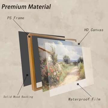 Kollcolor Framed Canvas Wall Art for bathroom living room decor, Garden Bungalow Wall Art Prints, 8x10in Bathroom Decor Wall Art Vintage Wall Decor Bathroom Decor