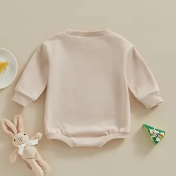 Lesimsam Newborn Baby Bunny Embroidery Romper for Easter