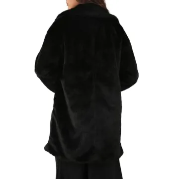 Amazhiyu Women's Faux Fur Longline Winter Duster Coat
