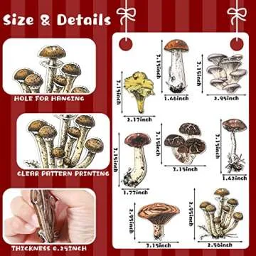Qunclay 48 Set Christmas Mushroom Tree Ornaments Vintage Mushroom Decorations Mini Wood Hanging Mushroom Ornaments Slices Crafts with Hanging Twine for Holiday Xmas Party Home Pagan Yule Supplies