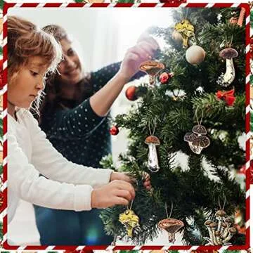 Qunclay 48 Set Christmas Mushroom Tree Ornaments Vintage Mushroom Decorations Mini Wood Hanging Mushroom Ornaments Slices Crafts with Hanging Twine for Holiday Xmas Party Home Pagan Yule Supplies