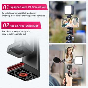 ULANZI ST-22 Phone Tripod Adapter Mount, Adjustable Cell Phone Holder with 2 Cold Shoe, Universal Smartphone Clamp, Vertical Horizontal Bracket for iPhone, Samsung Galaxy and All Phones