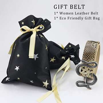 taffeta alley Goth Black Belt Women,Snake Buckle Leather Belts for Women For Jeans and Trousers, Black Buckle 110cm