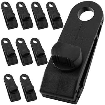 Xpose Safety 10 Pack Heavy Duty Reusable Tarp Clips - Use with Canopy Tent, Awning, Camping, Boat Co...