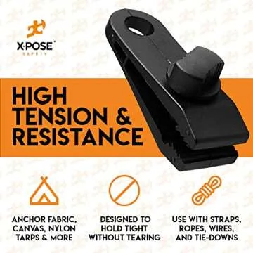 Xpose Safety 10 Pack Heavy Duty Reusable Tarp Clips - Use with Canopy Tent, Awning, Camping, Boat Cover, Car Cover, Swimming Pool or Sun Shade - by Xpose Safety