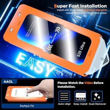 AACL 3-Pack for Samsung Galaxy S25 Ultra Screen Protector Tempered Glass, 9H Glass for S25 Ultra Screen Protector 5G, [Fast Alignment Tool] [Bubble Free] [6.9 Inch]