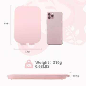 Koolstuffs Travel Mirror for Makeup, Rechargeable Light up Pink Mirror with 72 LED Lights,1000mAh Batteries, 3 Colors Light Modes USB Portable Desktop Mirror with Dimmable Touch Screen (Purple)