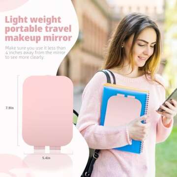 Koolstuffs Travel Mirror for Makeup, Rechargeable Light up Pink Mirror with 72 LED Lights,1000mAh Batteries, 3 Colors Light Modes USB Portable Desktop Mirror with Dimmable Touch Screen (Purple)