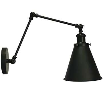 DZSUMY Industrial Black Wall Sconce,Angle Adjustable Decorative Modern Farmhouse Wall Mount Light for Living Room Wall Lamp Set of 2
