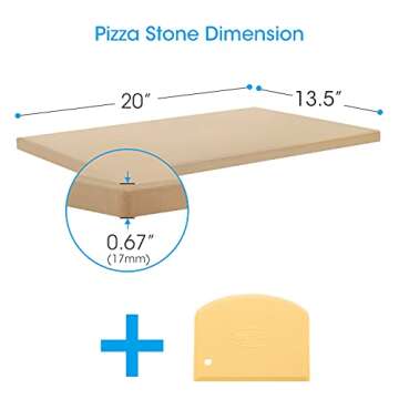 Unicook Large Pizza Stone 20 Inch, Rectangular Baking Stone 20" x 13.5", Heavy Duty Cordierite Bread Pan for Oven Grill, Thermal Shock Resistant, Ideal for Baking Different Sizes of Pizzas or Bread
