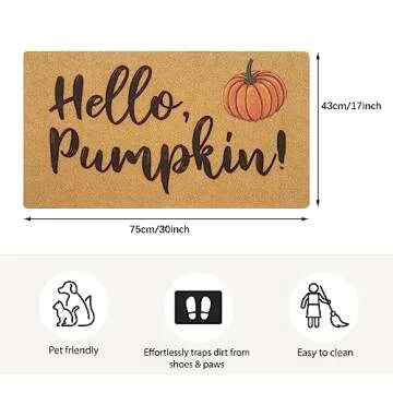 HinyBoeh Hello Pumpkin Welcome Doormat for Fall Decor