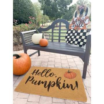 HinyBoeh Hello Pumpkin Welcome Doormat for Fall Decor
