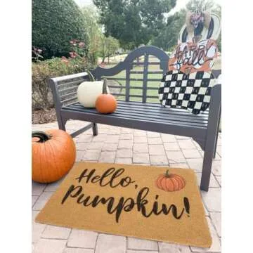 HinyBoeh Hello Pumpkin Welcome Doormat for Fall Decor
