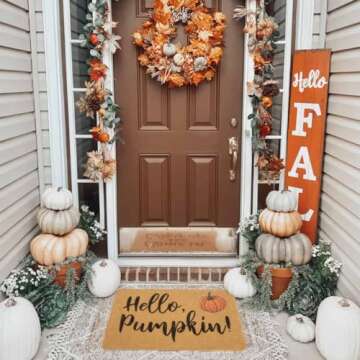 HinyBoeh Hello Pumpkin Welcome Doormat for Fall Decor