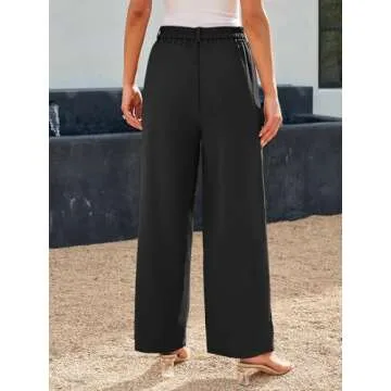 LILLUSORY Wide Leg Dress Work Pants Womens Palazzo Flowy 2025 Summer Spring High Waisted Professional Business Office Interview Outfits Bottom Wear Trousers Dressy Slacks Black