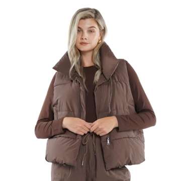 PUFFIT Women Puffer Vest, Oversized Sleeveless Cropped Winter Vests Outerwear, Versatile Padded Warm Puffy Gilet Trendy