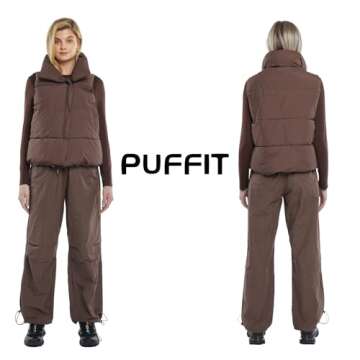 PUFFIT Women Puffer Vest, Oversized Sleeveless Cropped Winter Vests Outerwear, Versatile Padded Warm Puffy Gilet Trendy