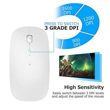 New [Upgraded] Slim Wireless Mouse, 2.4G Silent Laptop Mouse with Nano Receiver, Ergonomic Wireless ...