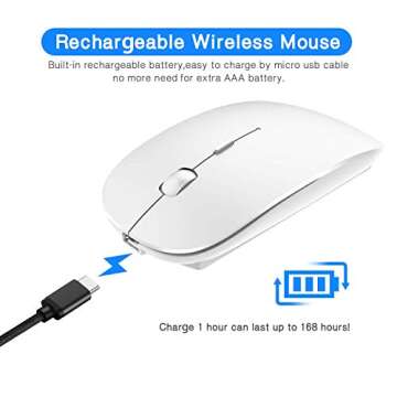 New [Upgraded] Slim Wireless Mouse, 2.4G Silent Laptop Mouse with Nano Receiver, Ergonomic Wireless Mouse for Laptop, Portable Mobile Optical Mice for Laptop, PC, Computer, for Notebook Mac (White)