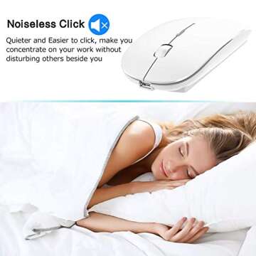 New [Upgraded] Slim Wireless Mouse, 2.4G Silent Laptop Mouse with Nano Receiver, Ergonomic Wireless Mouse for Laptop, Portable Mobile Optical Mice for Laptop, PC, Computer, for Notebook Mac (White)