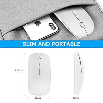 New [Upgraded] Slim Wireless Mouse, 2.4G Silent Laptop Mouse with Nano Receiver, Ergonomic Wireless Mouse for Laptop, Portable Mobile Optical Mice for Laptop, PC, Computer, for Notebook Mac (White)