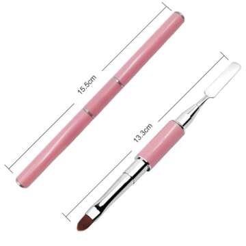 Kalolary Dual-Ended Poly gel Brush & Picker, 2 in 1 Designs Poly gel Nial Brushes Stainless Steel Gel Nail Tool for Poly Gel UV Gel Acrylic Nails Extension(Pink)