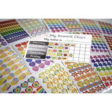 Youngever 5800 Teacher Stickers for Kids, Reward Stickers Mega Variety Pack, Incentive Stickers for Teacher Supplies Classroom Supplies, 18 Design Styles Including 3D Heart, face, Star, owl, Cupcake