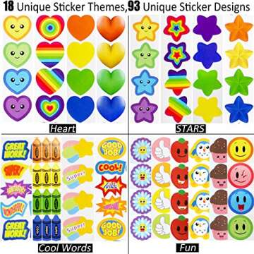 Youngever 5800 Teacher Stickers for Kids, Reward Stickers Mega Variety Pack, Incentive Stickers for Teacher Supplies Classroom Supplies, 18 Design Styles Including 3D Heart, face, Star, owl, Cupcake
