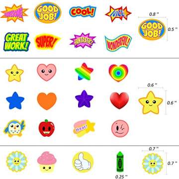 Youngever 5800 Teacher Stickers for Kids, Reward Stickers Mega Variety Pack, Incentive Stickers for Teacher Supplies Classroom Supplies, 18 Design Styles Including 3D Heart, face, Star, owl, Cupcake