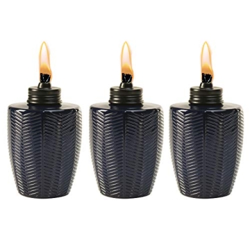 TIKI Brand Glass Table Torch Set: Stylish Outdoor Lighting for Yard & Patio