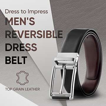 Prospero Comfort - Reversible Belts for Men, Italian Top-Grain Leather Belt for Men, 2-Toned Men’s...