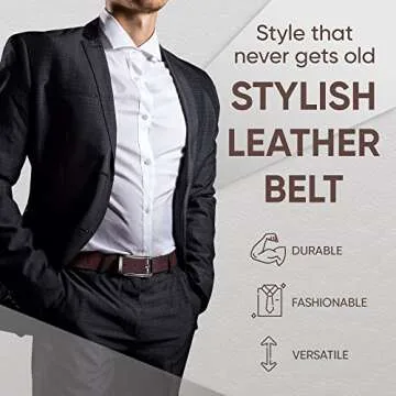 Prospero Comfort - Reversible Belts for Men, Italian Top-Grain Leather Belt for Men, 2-Toned Men’s Belts, Men’s Belt for Casual Wear, 35mm Dress Belt, Screen Print Black Belt Men’s Size 34