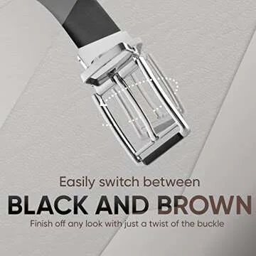 Prospero Comfort - Reversible Belts for Men, Italian Top-Grain Leather Belt for Men, 2-Toned Men’s Belts, Men’s Belt for Casual Wear, 35mm Dress Belt, Screen Print Black Belt Men’s Size 34