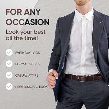 Prospero Comfort - Reversible Belts for Men, Italian Top-Grain Leather Belt for Men, 2-Toned Men’s Belts, Men’s Belt for Casual Wear, 35mm Dress Belt, Screen Print Black Belt Men’s Size 34