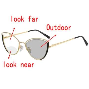 mincl Anti-fatigue Women Cat Eye Bifocal Reading Glasses Fashion Outdoor Transition Photochromic Bifocals Sunglasses Readers