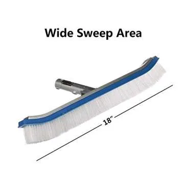 Swimming Pool Wall & Tile Brush,18" Heavy Duty Vinyl Polished Aluminum Back Cleaning Brush Head Designed for Cleans Walls, Tiles & Floors, Nylon Bristles Brush Head with EZ Clips (Pole not Included)