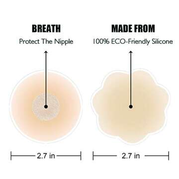 CHARMKING Nipple Covers 4 Pairs for Women, Reusable Adhesive Nipple Coverings, Invisible Pasties Sil...